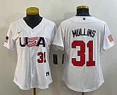 Womens USA Baseball #31 Cedric Mullins Number 2023 White World Classic Stitched Jersey